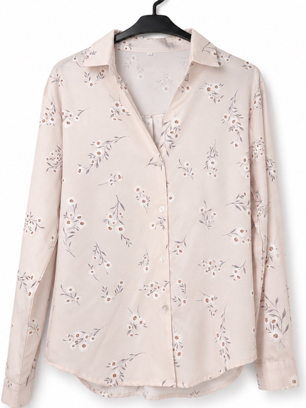 Light Pink Floral Button-Up Blouse